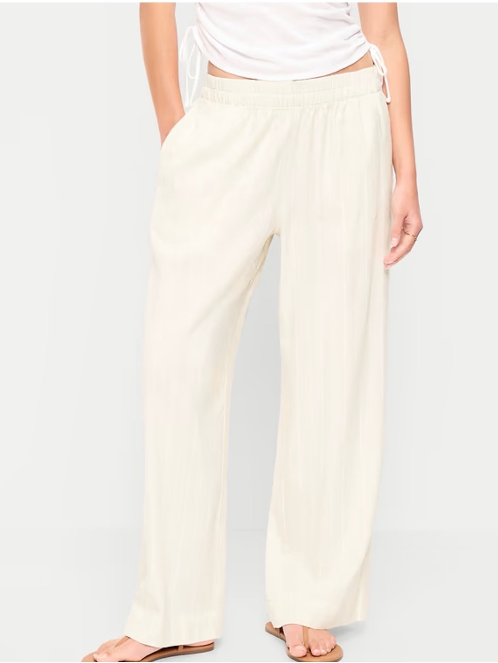Old Navy High-Waisted Linen-Blend Wide Leg Linen Pant Beige XXS NWT IN PACKAGE